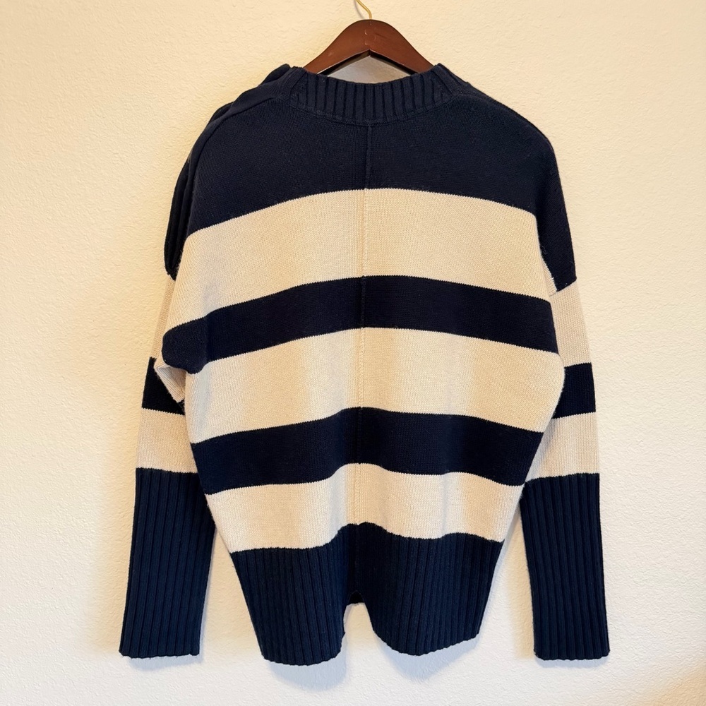BROCHU WALKER CY Striped crewneck Sweater cream and navy blue, size XS - Picture 8 of 13